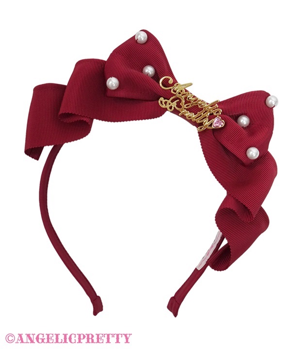 Angelic Plate Grosgrain Ribbon Headbow - Wine