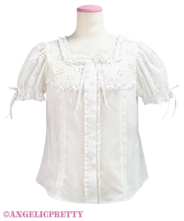 Cambric Lace Switching Blouse - White