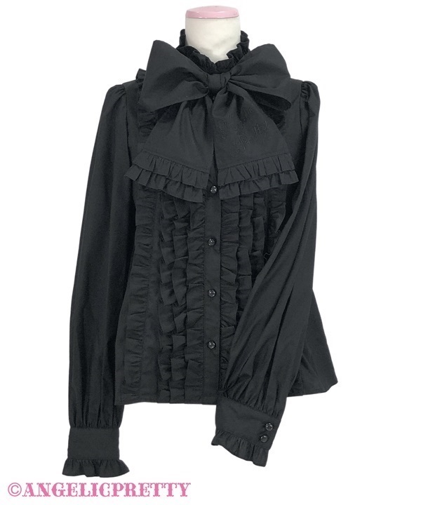 Charming Standing Collar Blouse - Black