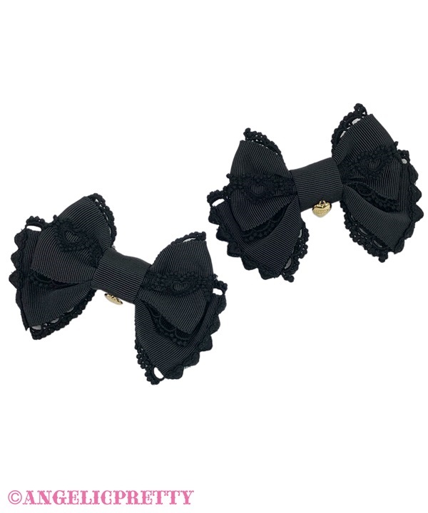 Dolce Heart Ribbon Clip Set - Black