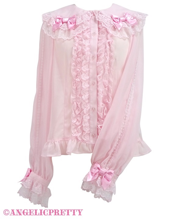Dressy Ribbon Lace Blouse - Pink
