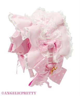 Fancy Dolce Frill Headbow - Pink