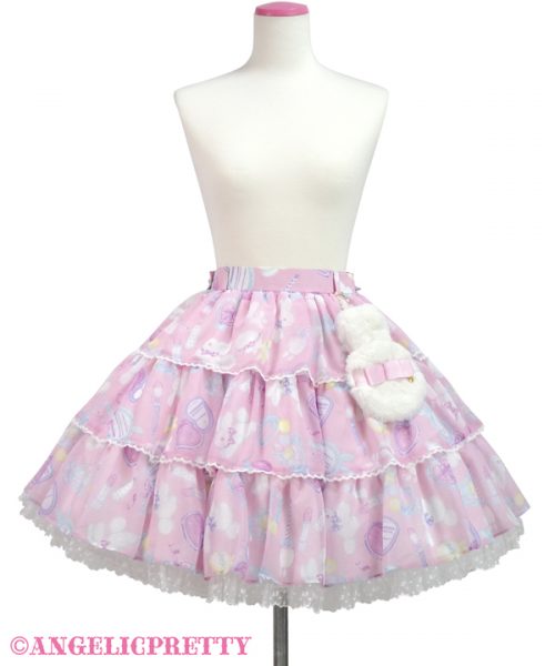 Fluffy Puff Bunny Skirt - Pink
