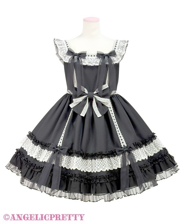 Macaron Frill Jumperskirt - Black