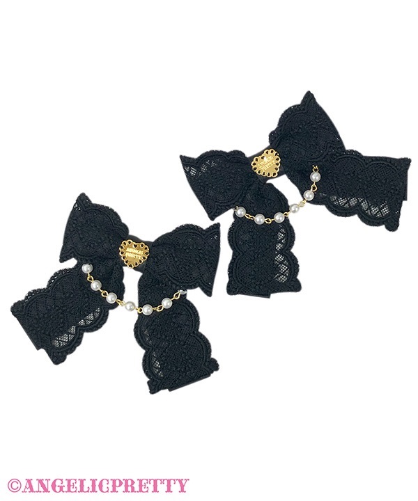 Omekashi Pearl Ribbon Clip Set - Black