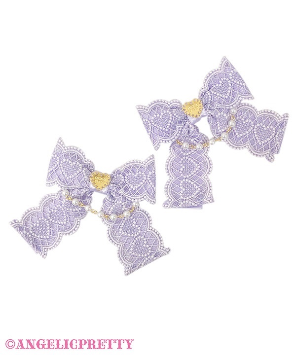Omekashi Pearl Ribbon Clip Set - Lavender