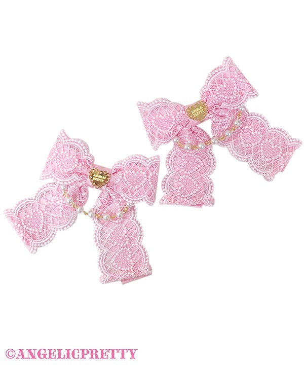 Omekashi Pearl Ribbon Clip Set - Pink