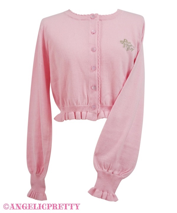 Ribbon Embroidery Knit Cardigan - Pink
