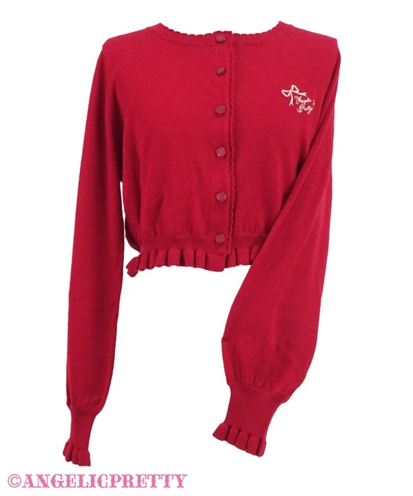 Ribbon Embroidery Knit Cardigan - Wine