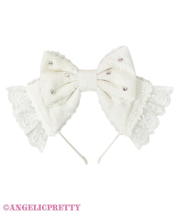 Rich Ribbon Headbow - White