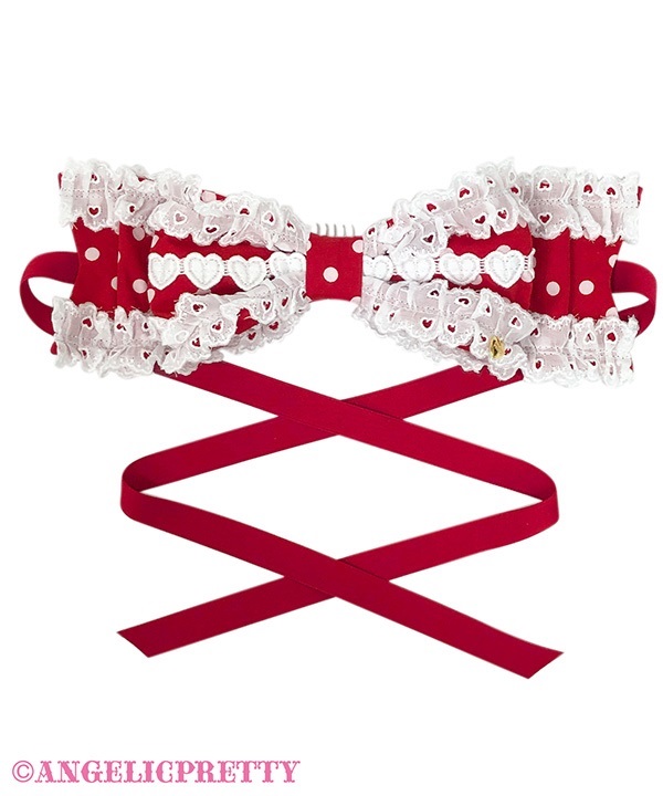 Ryouyama Lace Heroine Ribbon Headdress (Polka Dot) - Red