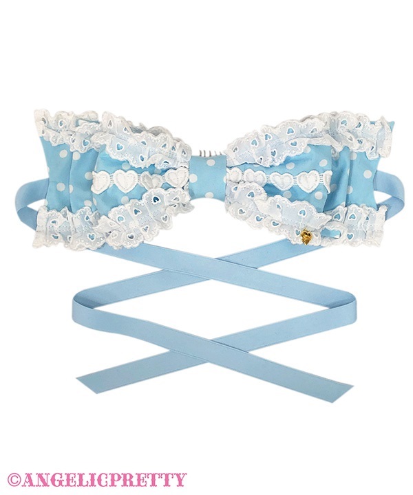Ryouyama Lace Heroine Ribbon Headdress (Polka Dot) - Sax