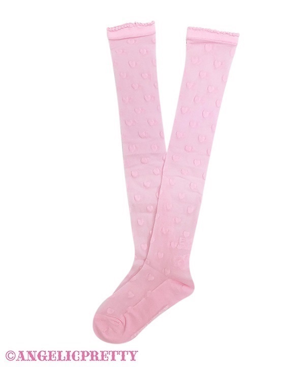 Sheer Lovely Heart Over Knee - Pink