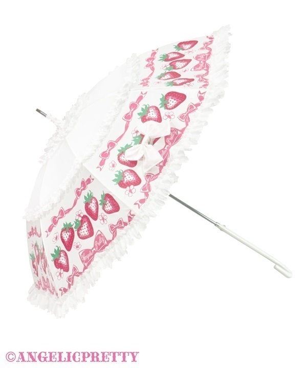 Strawberry Ribbon Umbrella - White