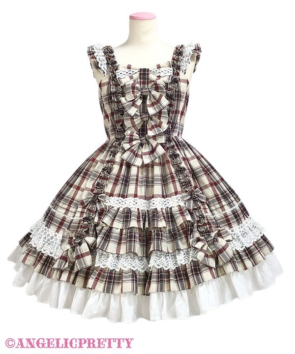 Sweet Frill Jumperskirt (Tartan) - Ivory
