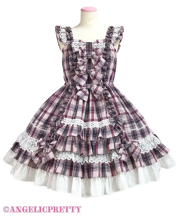 Sweet Frill Jumperskirt (Tartan) - Pink