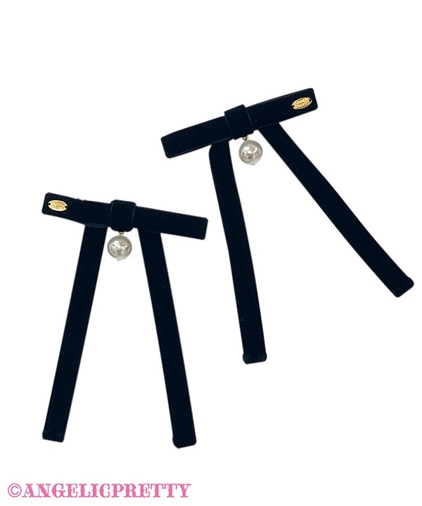 Velvet Ribbon Clip Set - Black